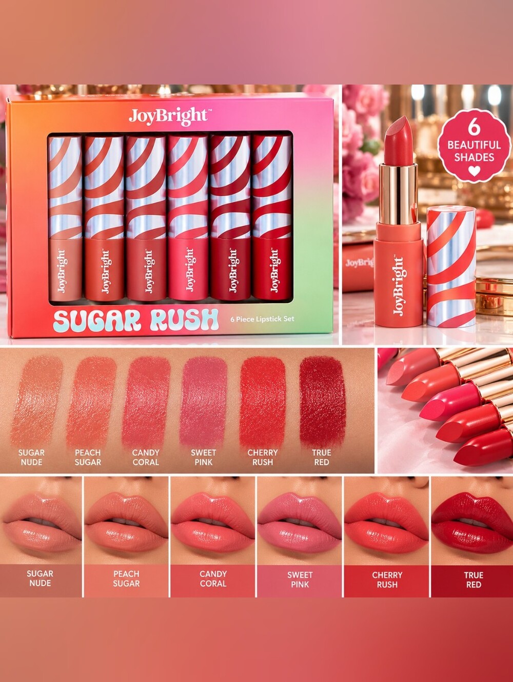 Ulta Beauty Sugar Rush Lipstick Set - Coral to True Red